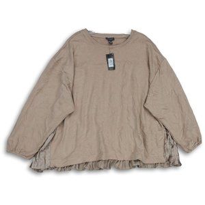 NWT PRIMARK LONG SLEEVE ROUND NECK PLEATED BACK SWEATSHIRT NUDE 2XL (18-20)